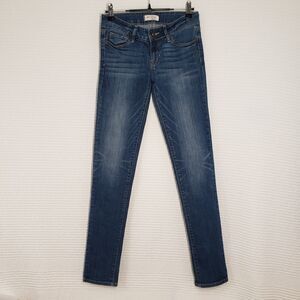 Bullhead Black Jeans Womens Juniors 1 Skinny Low Rise Dark Wash Distressed
